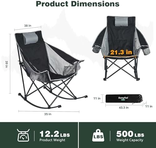 SUNNYFEEL 2 Pack Rocking Camping Chair - Image 3