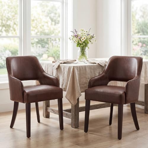 Faux Leather Upholstered Dining Chairs Set of 4 - Image 6
