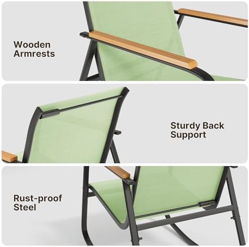 Ahomly 4-Piece Textilene Outdoor Patio Furniture Set Rocking Bistro - Image 4