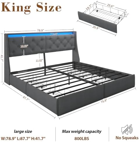 Upholstered King Size Bed Frame - Image 2