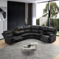 Reclining Sectional Sofa Set, L Shaped PU Leather Recliner Couch by UOCFYK
