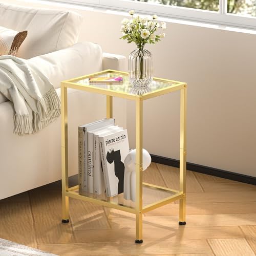 Glass Side Table, Tempered Glass End Table, 2-Tier Nightstands - Image 2