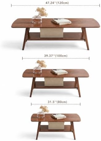 100% Solid Wood Coffee Table for Living Room, 39.37" Mid Century Modern Tables - Image 6