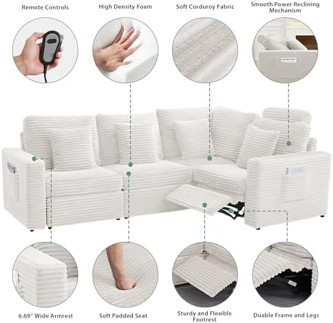 RARZOE Modular Sectional Couch Corner Seat Module, Corduroy Armless Corner Seat - Image 4