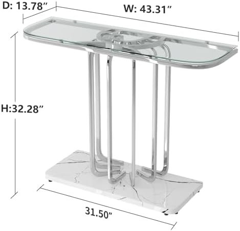 O&K FURNITURE 43" Modern Glass Console Table - Image 2