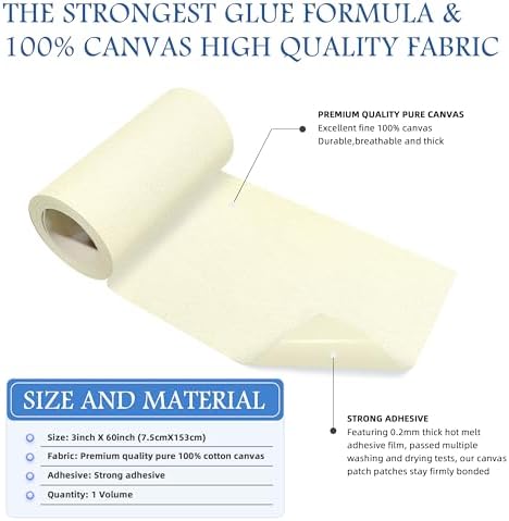 KING MOUNTAIN Canvas Iron on Patch, Waterproof 100% Cotton Fabric Repair Patch - Image 2