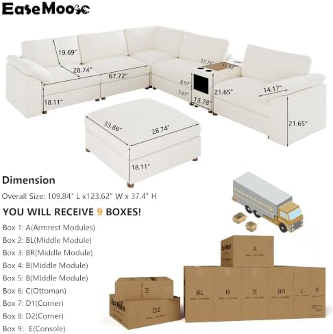 EASE MOOSE L Shape Sectional Modular Sofa, Oversized Modular Cloud Sofa - Image 2