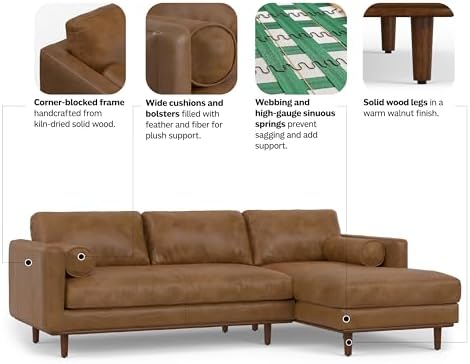 SIMPLIHOME Morrison 102" Full-Grain Leather Right-Facing Sectional Sofa - Image 5