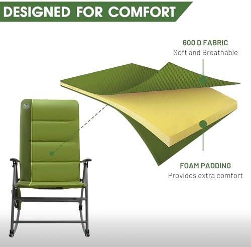 TIMBER RIDGE Oversized Folding Rocking Camping Chair, Padded Outdoor Rocker - Image 5
