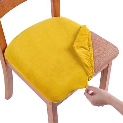 Smiry Velvet Seat Covers for Dining Room Chair Set of 6, Stretch Fit Removable by Smiry