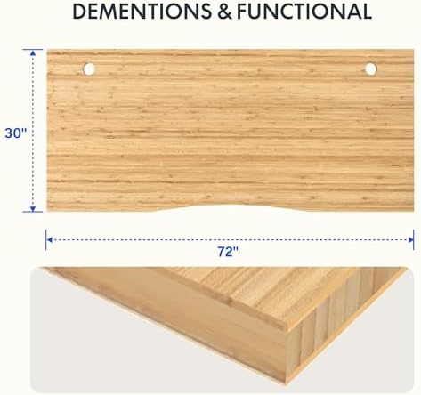 FLEXISPOT 72"x30" Curved Natural Bamboo Tabletop - Image 2