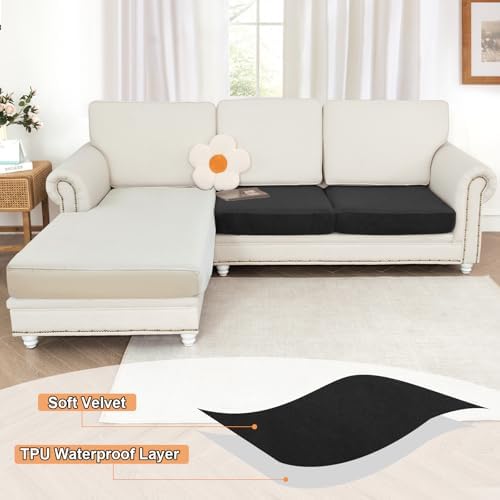 NAISI Waterproof Couch Cushion Covers Thick Velvet Fabric Washable Sofa - Image 2