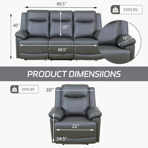 Air Leather Power Recliner Sofa Set - Image 2