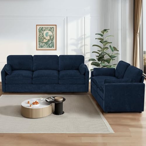 Chenille 2-Seater & 3-Seater Sofa Set w/Two Arm Pillows - Image 4
