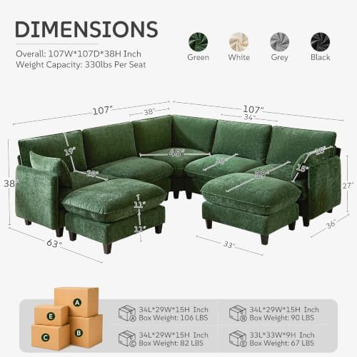 Ihanherry 107" Oversized V-Shaped Modular Sectional Sofa, Cloud Couch - Image 2