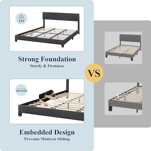 Allewie King Size Faux Leather Bed Frame, Adjustable Headboard - Image 6