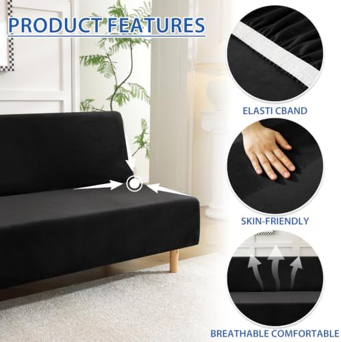 XINEAGE Velvet Futon Cover, Stretch Armless Futon Slipcover - Image 5