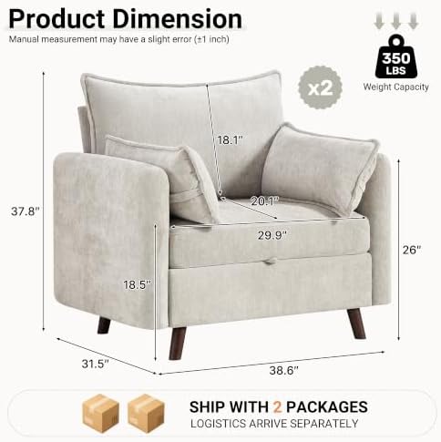 Set of 2 Oversized Accent Chair - Image 2