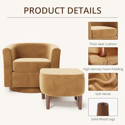 360° Swivel Accent Chair with Storage Ottoman - Image 6