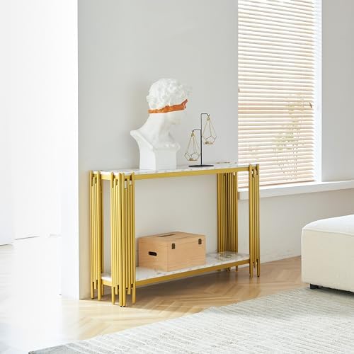 Faux Marble Console Table, Narrow Sofa Table Entryway Table Behind Sofa - Image 3