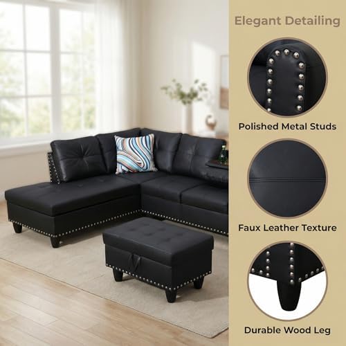 Leather 3-Piece L-Shaped Couches - Image 6