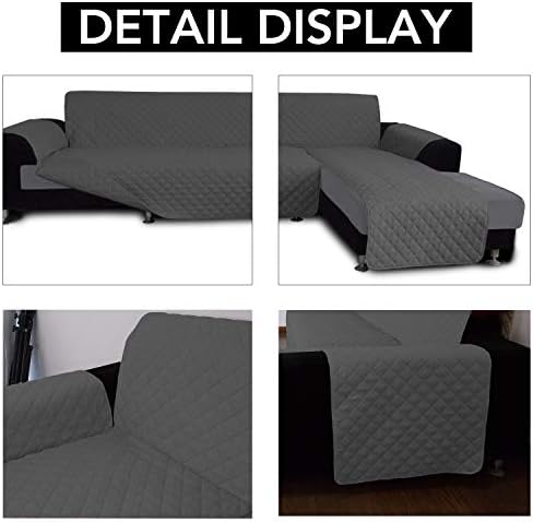 Easy-Going Reversible L-Shape Sectional Couch Cover, Dark Gray - Image 3