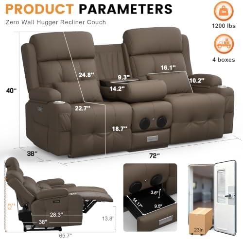 Home Theater Seating, Power Loveseat Recliner Sofa - Image 2