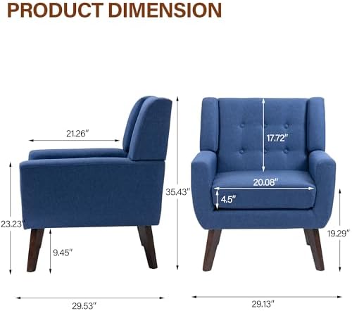Accent Chair, Upholstered Armchair in Linen - Image 2
