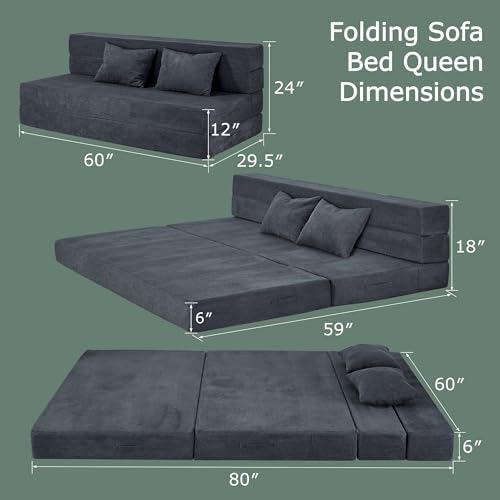 Folding Sofa Bed, Convertible Sleeper Chair Bed, Floor Sofa - Image 2
