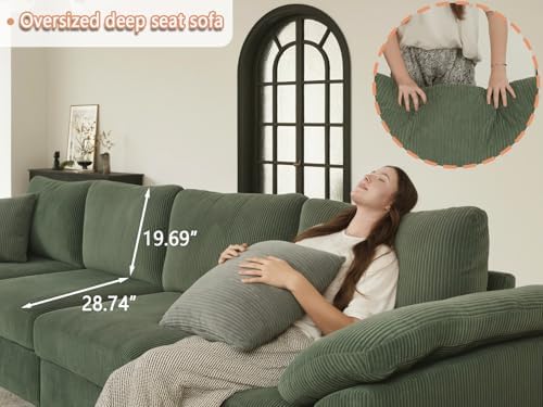 EASE MOOSE Oversized Sectional Modular Deep Seat Green Sectional Couch - Image 6