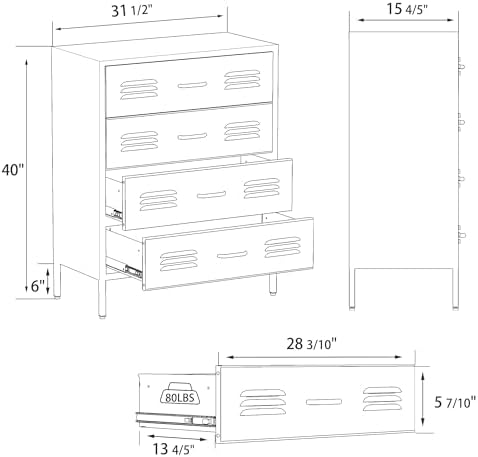 LCAOPC Black Metal 4 Drawer Dresser - Image 2