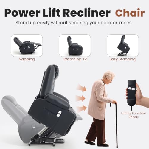 Leather Power Lift Recliner Lounge Chair - Image 7