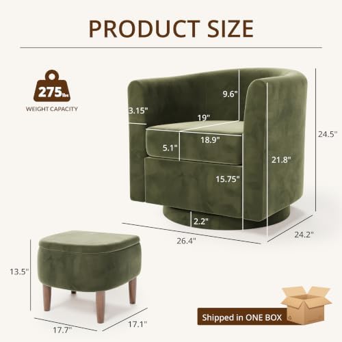360° Swivel Accent Chair with Storage Ottoman - Image 2