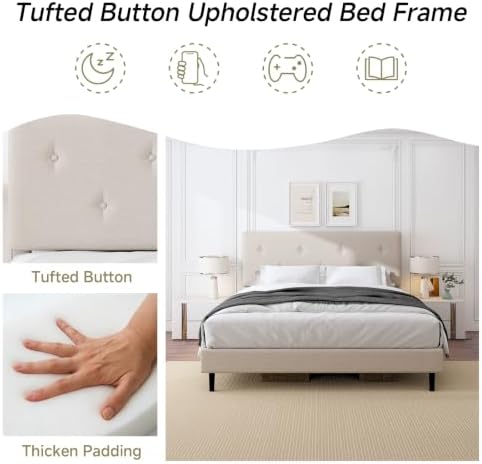 Queen Size Linen Bed Frame - Image 6