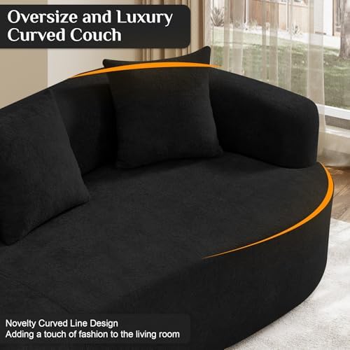Modern Curved Couch, Oversized 4 Seater Boneless Chenille Sofa - Image 5