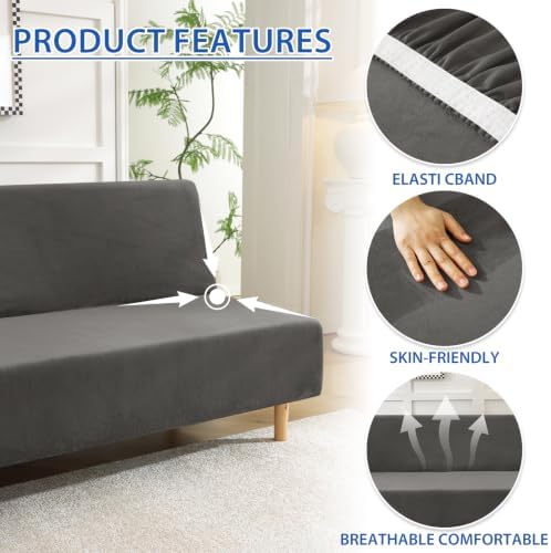 XINEAGE Velvet Futon Cover, Stretch Armless Futon Slipcover - Image 5