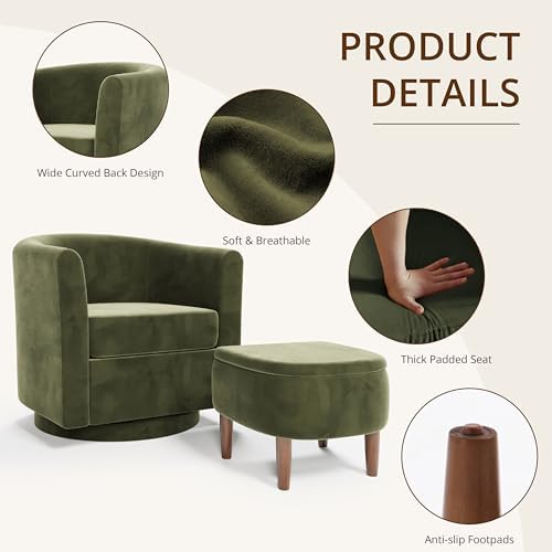 360° Swivel Accent Chair with Storage Ottoman - Image 6