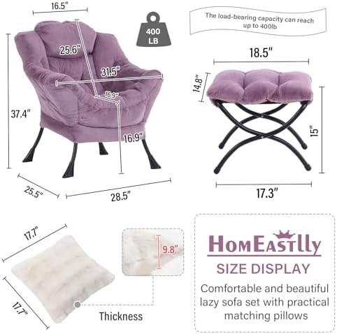 Lazy Chair with Ottoman, Comfy Reading Chair - Image 2