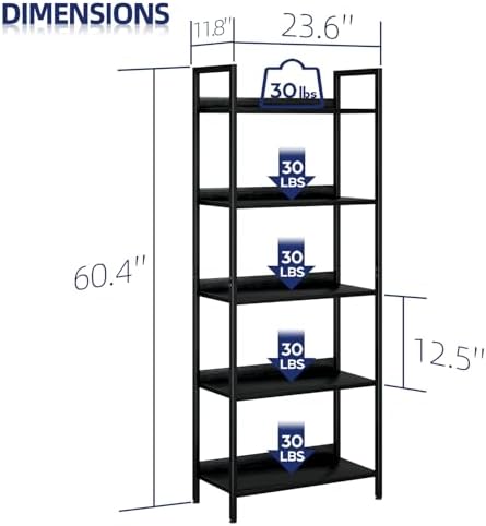 NUMENN Bookshelf, 5 Tier Freestanding Shelving Unit - Image 3