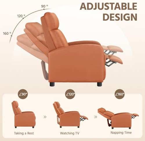 Yaheetech Recliner Chair with 3 Adjustable Angles Living Room Chairs Tan - Image 6