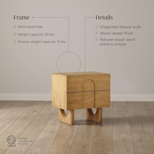 Nathan James Jett Mid Century Modern Nightstand, Wooden Bedside Table - Image 5