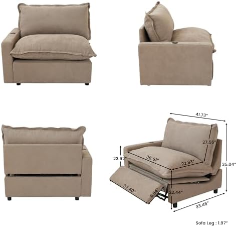 Power Recliner Corner Sofa Seat, Cloud Modular Sofa Seat - Image 2