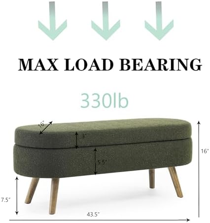43.5" Ottoman with Storage, Storage Ottoman Bench with Safety Hinge, Bed End - Image 2