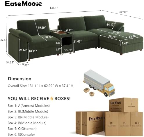 EASE MOOSE Oversized L Shape Sectional Modular Cloud Sofa - Image 2