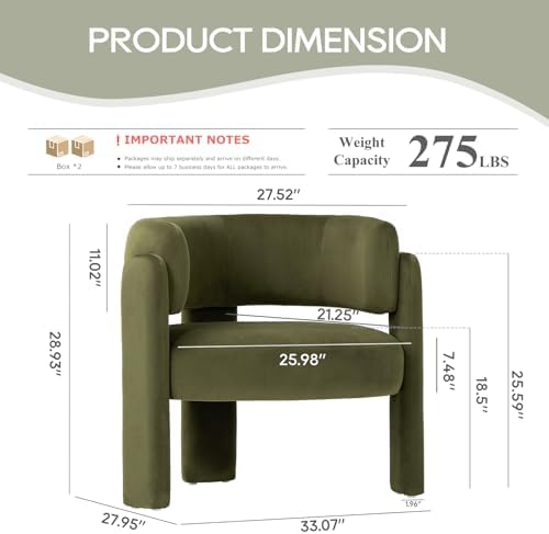 COLAMY Modern Accent Chair, Upholstered Barrel Chair - Image 2