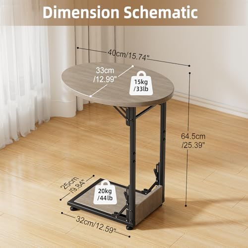 Elbourn Folding Side Table End Couch Tables, C-Shaped TV Stand - Image 3