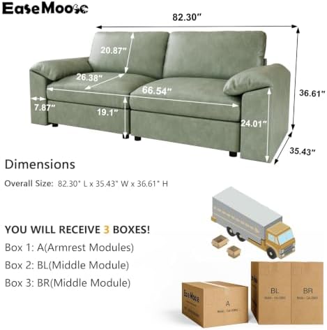 EASE MOOSE Modular Sectional Sofa, Modular Loveseat Couch - Image 2