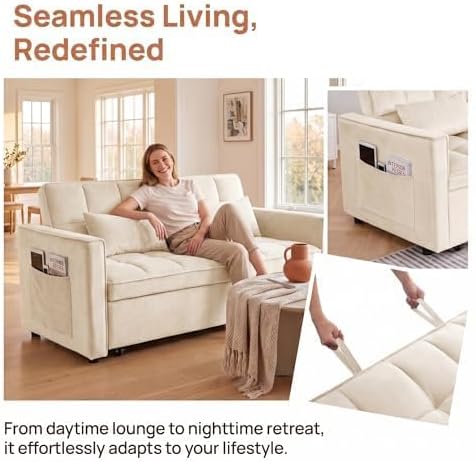 NicBex Sleeper Sofa Bed with Adjustable Backrest & Side Pockets - Image 5