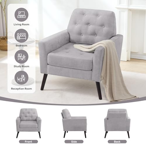 Accent Chair Set of 2, Mid Century Modern Living Room Chairs Reading Chair - Image 6