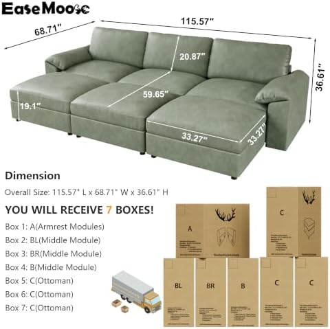 EASE MOOSE Modular Sectional Sofa Bed, Sectional Couch Sleeper - Image 2